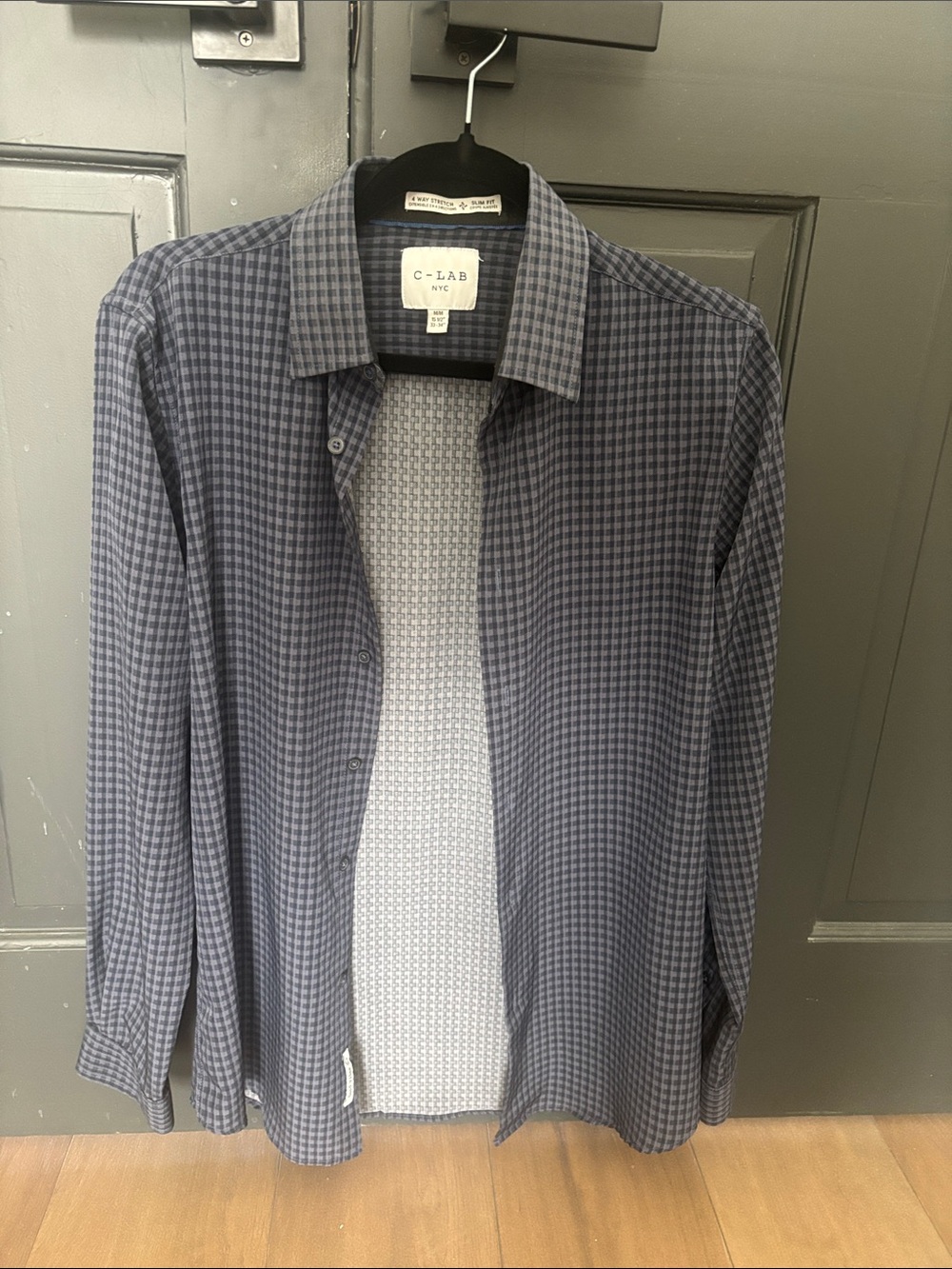 Men's Blue Micro-Check Button-Down Shirt